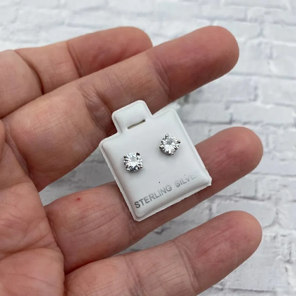 Cubic Zirconia 5mm Sterling Silver Stud Earrings